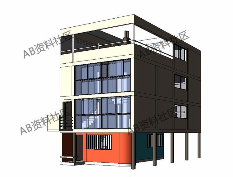 【魏森霍夫住宅CAD+SU】柯布西耶Weissenhof商业别墅Su模型