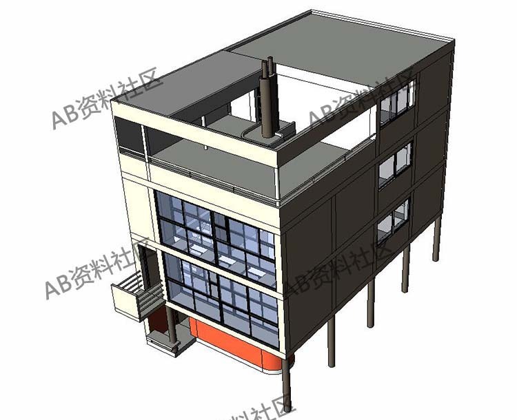 【魏森霍夫住宅CAD+SU】柯布西耶Weissenhof商业别墅Su模型