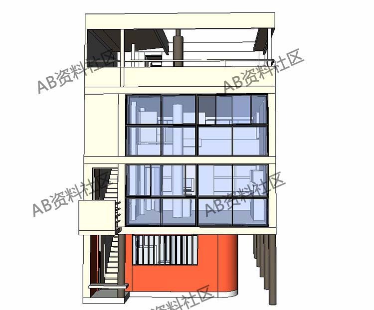 【魏森霍夫住宅CAD+SU】柯布西耶Weissenhof商业别墅Su模型