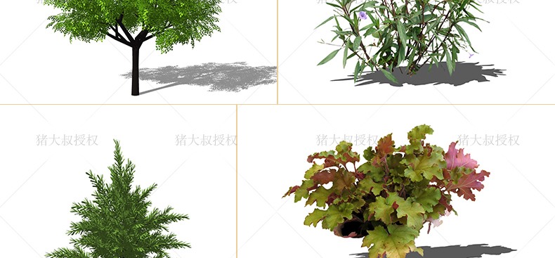 SU模型草图模型模型SU园林景观植物花草树木灌木Sketchup凉亭2D-景观建筑资源