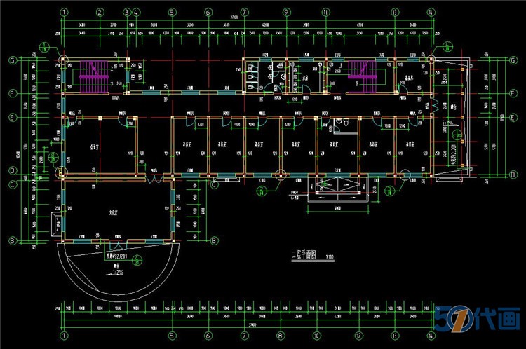 养老院CAD施工图纸老年公寓敬老院老年参与者活动中心平面-景观建筑资源