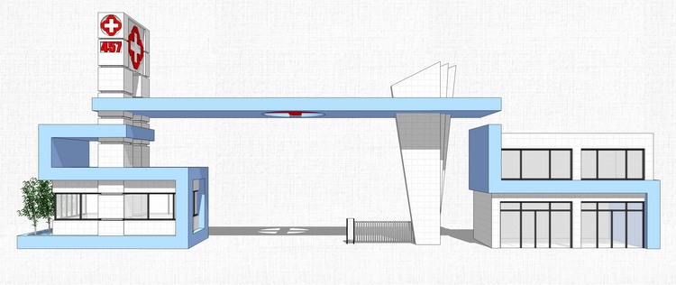 厂区学校工厂厂房入口大门SU模型工业产业园医院门楼sk-景观建筑资源