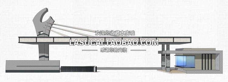 厂区学校工厂厂房入口大门SU模型工业产业园医院门楼sk-景观建筑资源
