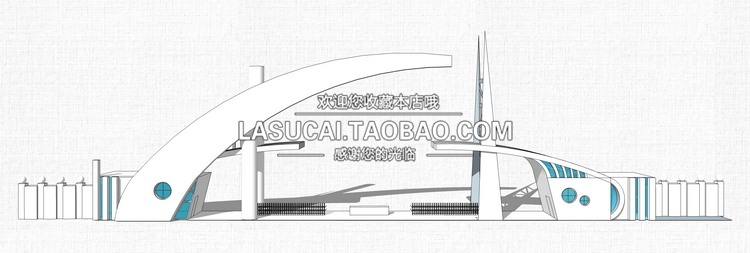 厂区学校工厂厂房入口大门SU模型工业产业园医院门楼sk-景观建筑资源