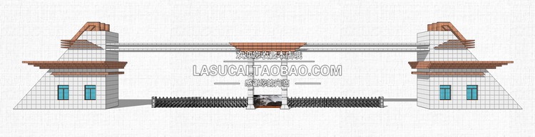 厂区学校工厂厂房入口大门SU模型工业产业园医院门楼sk-景观建筑资源