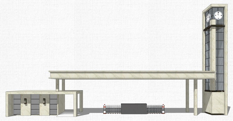 厂区学校工厂厂房入口大门SU模型工业产业园医院门楼sk-景观建筑资源