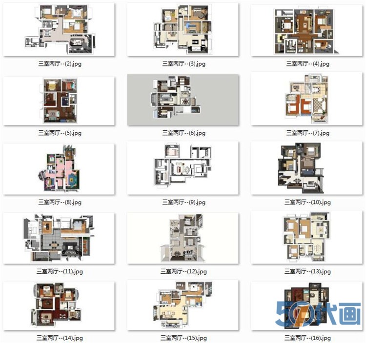 住宅家装SU模型北欧中式现代风风格室内设计卧室客厅sketc-景观建筑资源