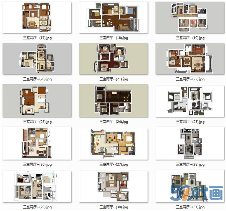 住宅家装SU模型北欧中式现代风风格室内设计卧室客厅sketc-景观建筑资源