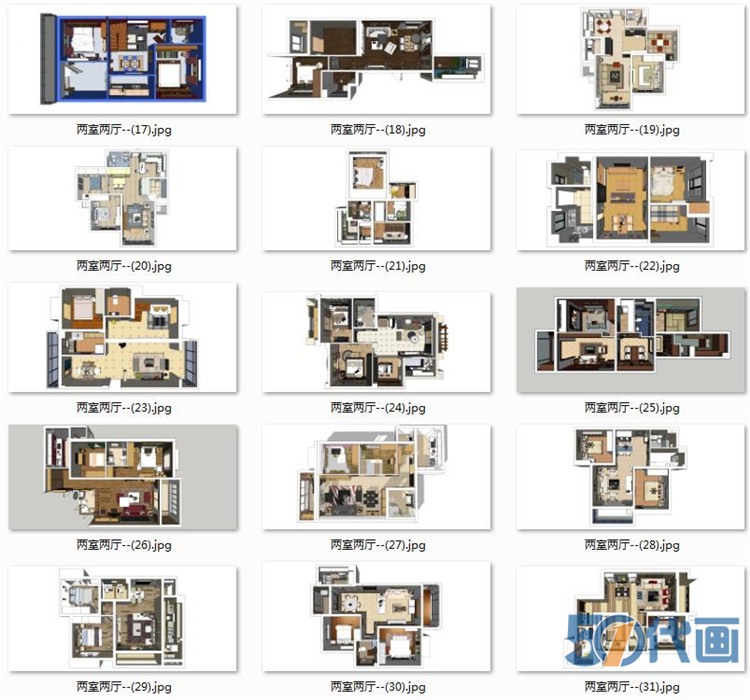 住宅家装SU模型北欧中式现代风风格室内设计卧室客厅sketc-景观建筑资源