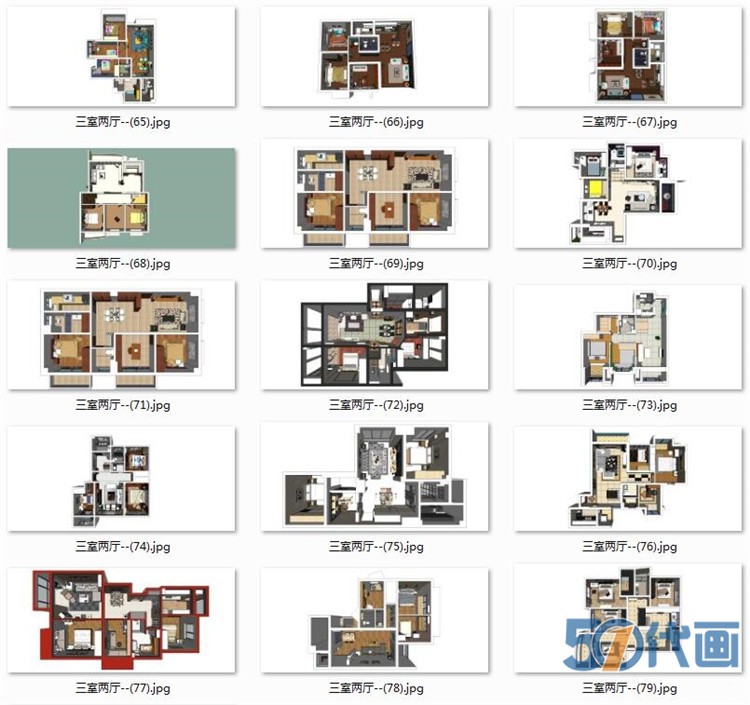 住宅家装SU模型北欧中式现代风风格室内设计卧室客厅sketc-景观建筑资源