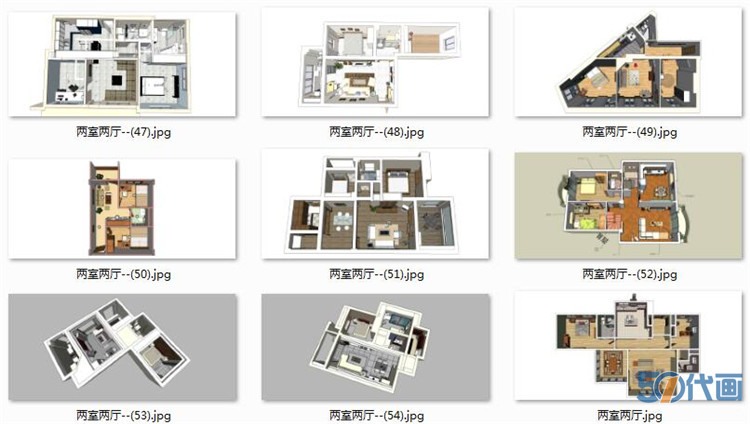 住宅家装SU模型北欧中式现代风风格室内设计卧室客厅sketc-景观建筑资源