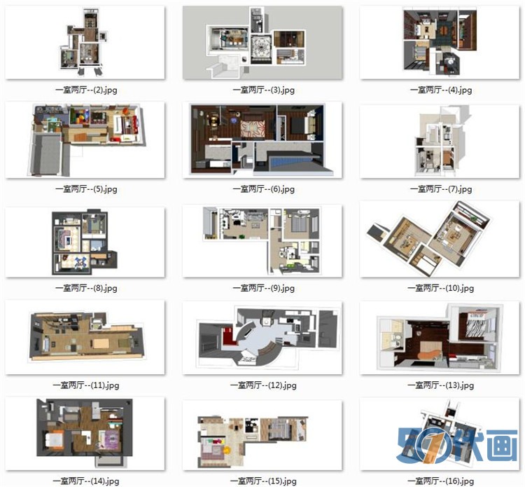 住宅家装SU模型北欧中式现代风风格室内设计卧室客厅sketc-景观建筑资源