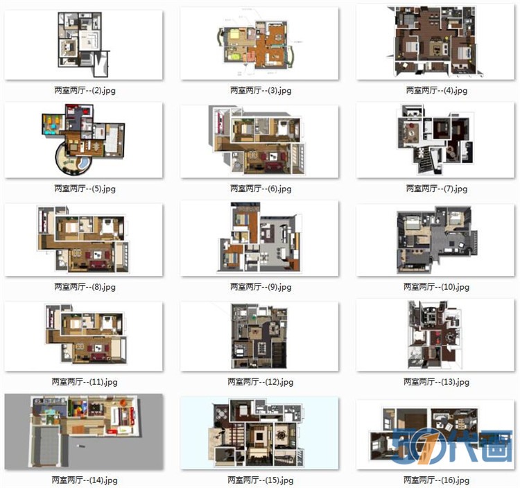 住宅家装SU模型北欧中式现代风风格室内设计卧室客厅sketc-景观建筑资源