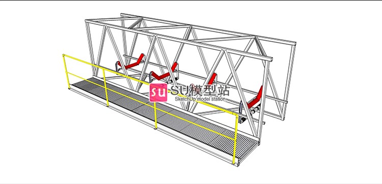 工业工厂生产加工传送带SU模型SU模型草图模型流水线作业设-景观建筑资源