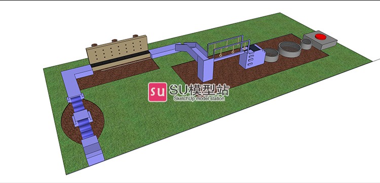 工业工厂生产加工传送带SU模型SU模型草图模型流水线作业设-景观建筑资源