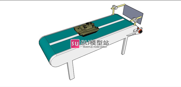 工业工厂生产加工传送带SU模型SU模型草图模型流水线作业设-景观建筑资源