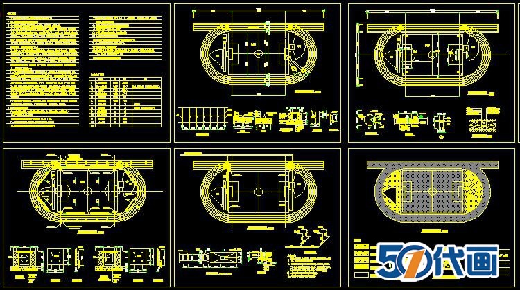 学校200米250米300米跑道足球场篮球场运动场CAD平面图施-景观建筑资源
