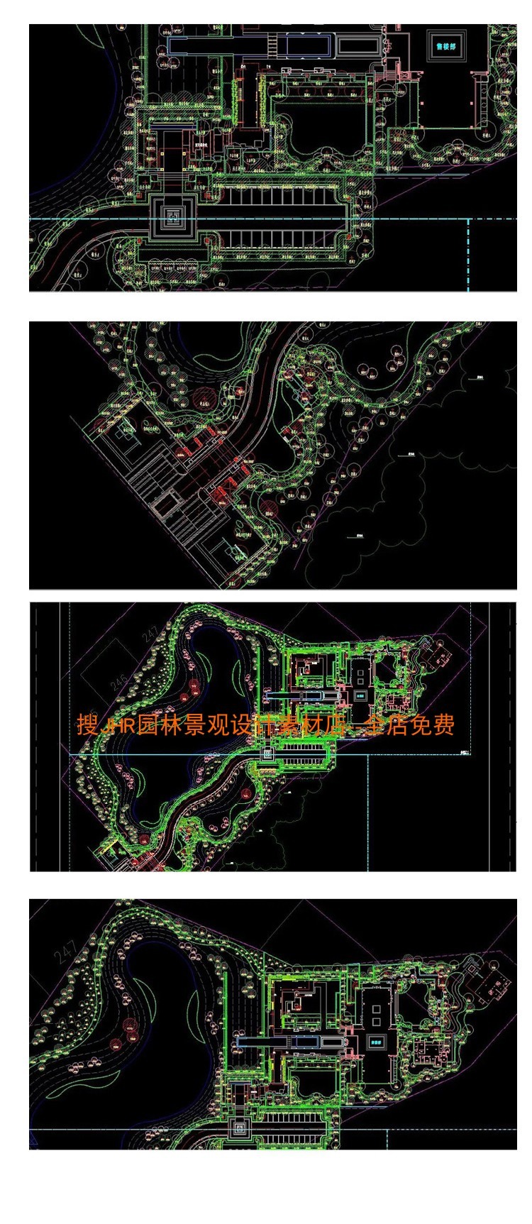 龙湖示范区新中式风格、新亚洲九里晴川景观全套cad施工图+-景观建筑资源