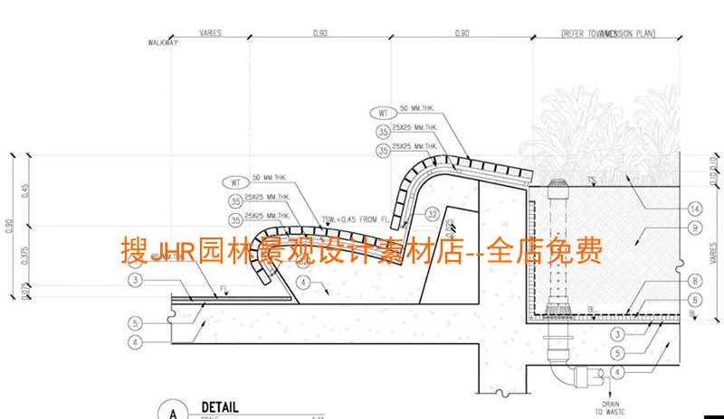 居住小区景观方案效果图施工图CAD素材平面剖面详图