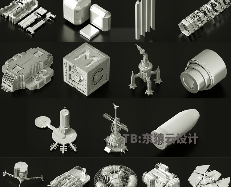 科幻机械3d模型参与者物零部件工业零件3d模型设计资源素材-景观建筑资源