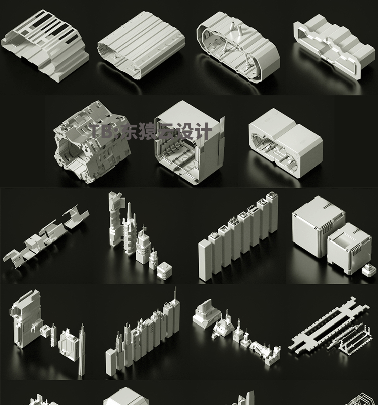 科幻机械3d模型参与者物零部件工业零件3d模型设计资源素材-景观建筑资源