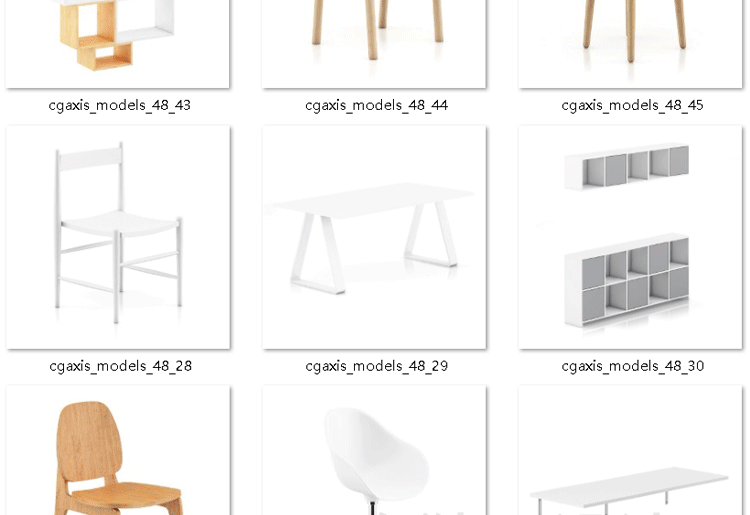 c4d室内桌子椅子柜子模型3dmaxfbxobjc4d模型现代风家具3d-景观建筑资源