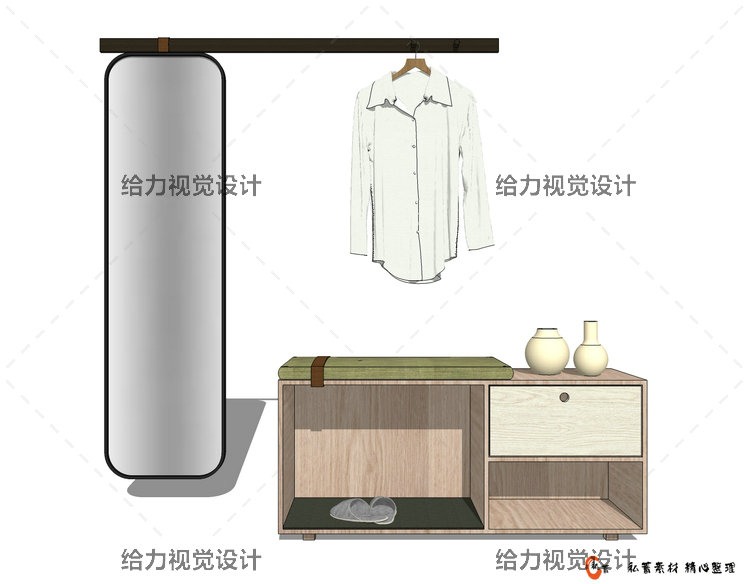 SU模型鞋柜入户玄关柜装饰柜现代风欧式美式北欧室内家装草-景观建筑资源