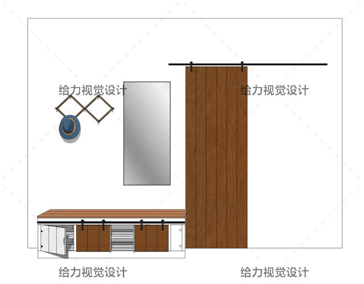 SU模型鞋柜入户玄关柜装饰柜现代风欧式美式北欧室内家装草-景观建筑资源