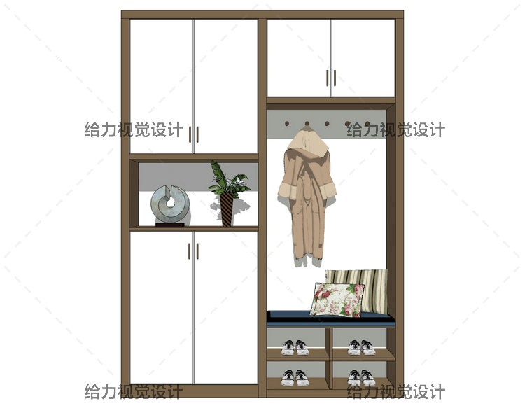 SU模型鞋柜入户玄关柜装饰柜现代风欧式美式北欧室内家装草-景观建筑资源