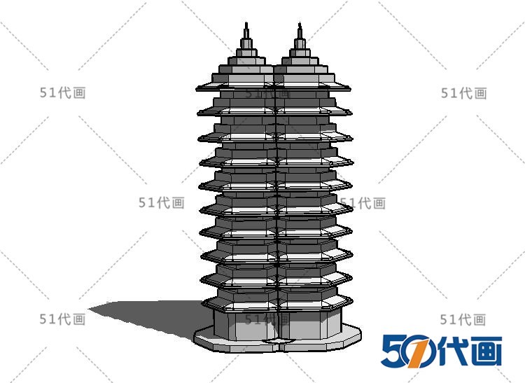 古建筑宝塔寺庙廊亭石塔名楼民居SU模型CAD图纸中式建-景观建筑资源