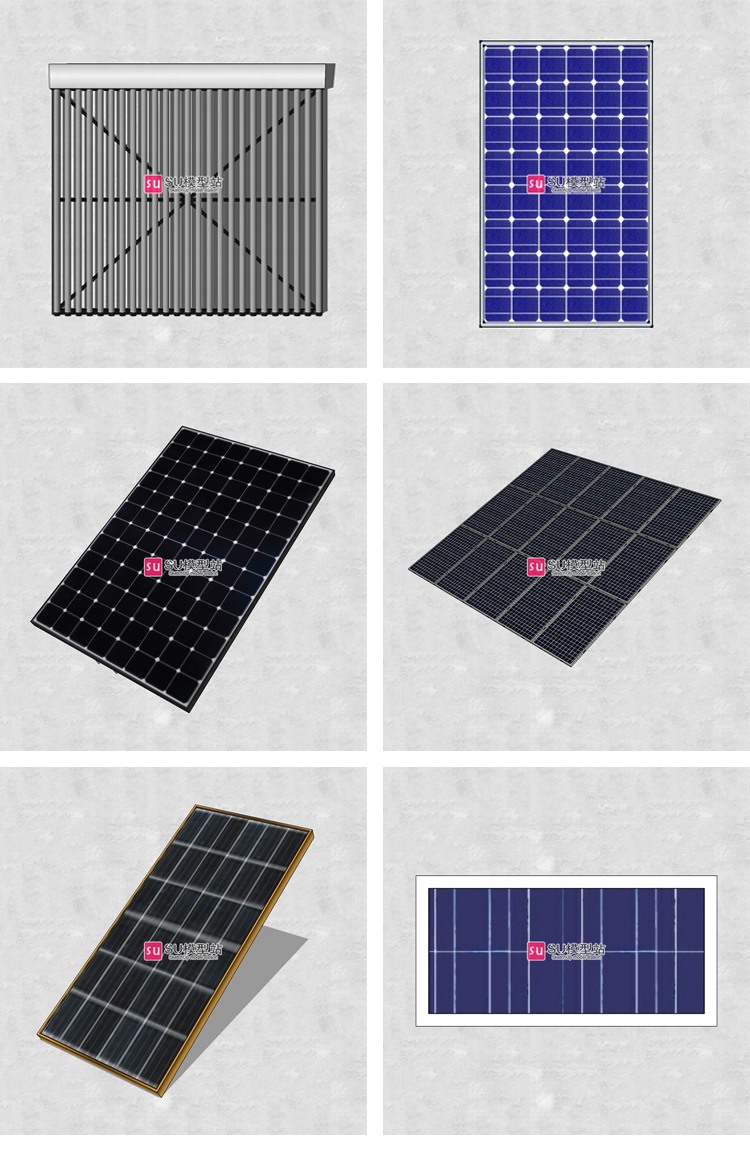 室外太阳能板光伏板电池板组件SU模型SU模型草图模型工业设-景观建筑资源