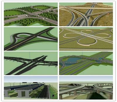 城市规划设计道路设计马路水泥路高速公路高架桥立交桥环形匝道草-景观建筑资源