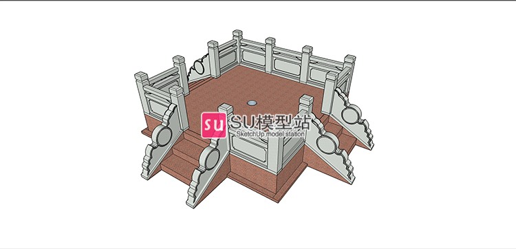 中国国旗党旗五星红旗模型SU模型草图模型升旗台SketchUpSU模型