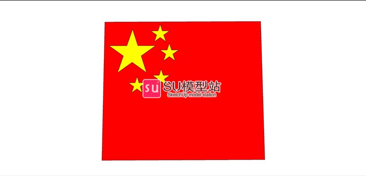 中国国旗党旗五星红旗模型SU模型草图模型升旗台SketchUpSU模型