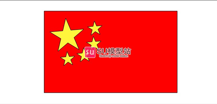 中国国旗党旗五星红旗模型SU模型草图模型升旗台SketchUpSU模型