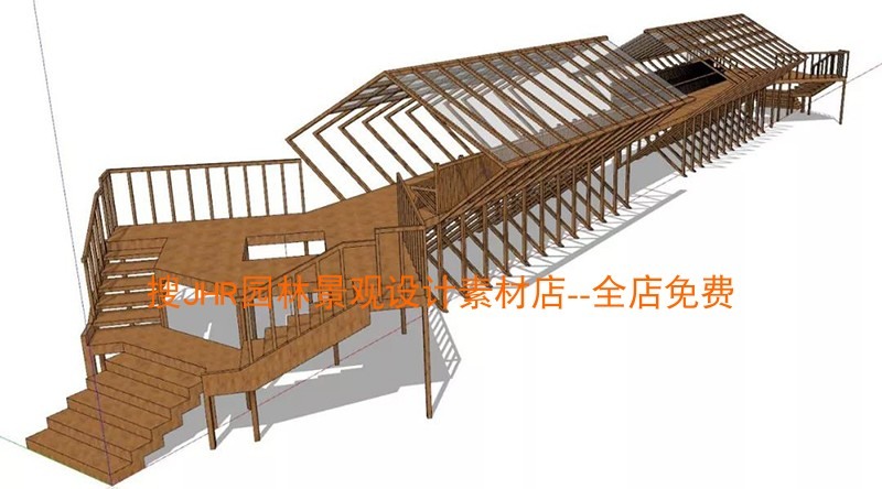 新中式风格新亚洲风格廊架景观小品连廊SU模型92个