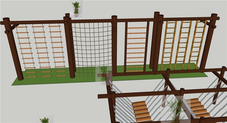 儿童游戏乐园户外拓展训练闯关攀爬设施sketchup草图大-景观建筑资源