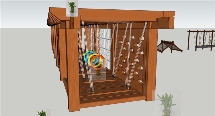 儿童游戏乐园户外拓展训练闯关攀爬设施sketchup草图大-景观建筑资源