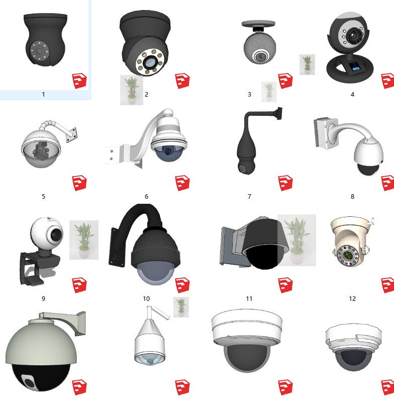 室内工装家装监控探头摄像头摄像机抓拍摄像组件sketchu-景观建筑资源