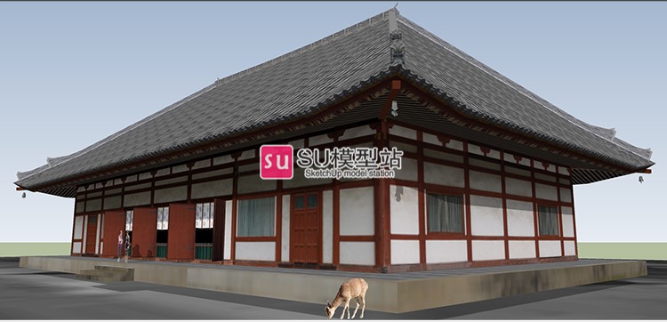 日本建筑寺庙兴福寺三五重塔南円堂东金堂SU模型草图模型SU-景观建筑资源