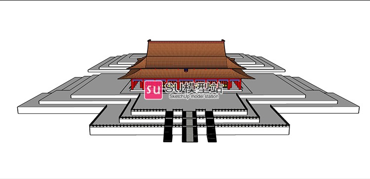 北京故宫博物馆紫禁城城墙宫殿SU模型SU模型草图模型中式古-景观建筑资源