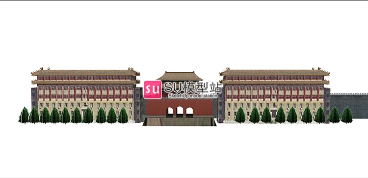 北京故宫博物馆紫禁城城墙宫殿SU模型SU模型草图模型中式古-景观建筑资源