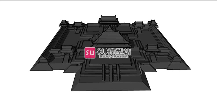 北京故宫博物馆紫禁城城墙宫殿SU模型SU模型草图模型中式古-景观建筑资源