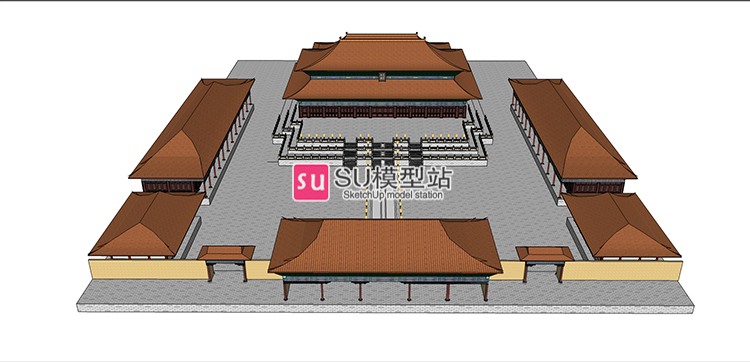 北京故宫博物馆紫禁城城墙宫殿SU模型SU模型草图模型中式古-景观建筑资源