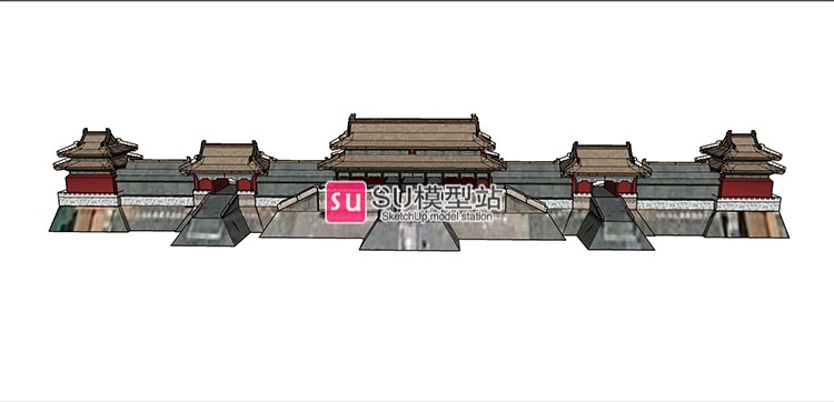 北京故宫博物馆紫禁城城墙宫殿SU模型SU模型草图模型中式古-景观建筑资源