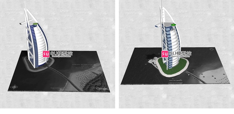 著名地标建筑迪拜卓美亚帆船阿拉伯塔酒店SU模型草图模型SU-景观建筑资源