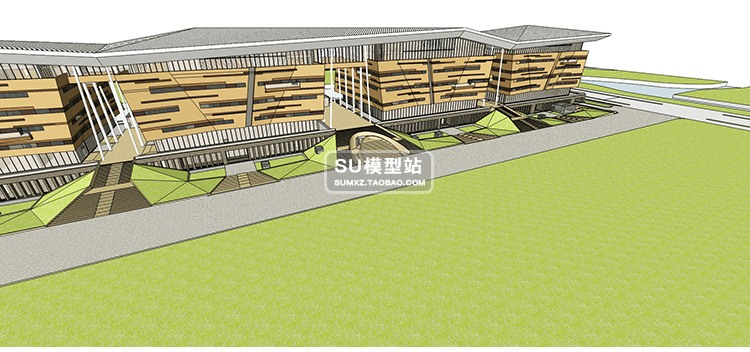 SU模型草图模型科技馆展览馆博物馆现代风创意建筑规划设计SU-景观建筑资源