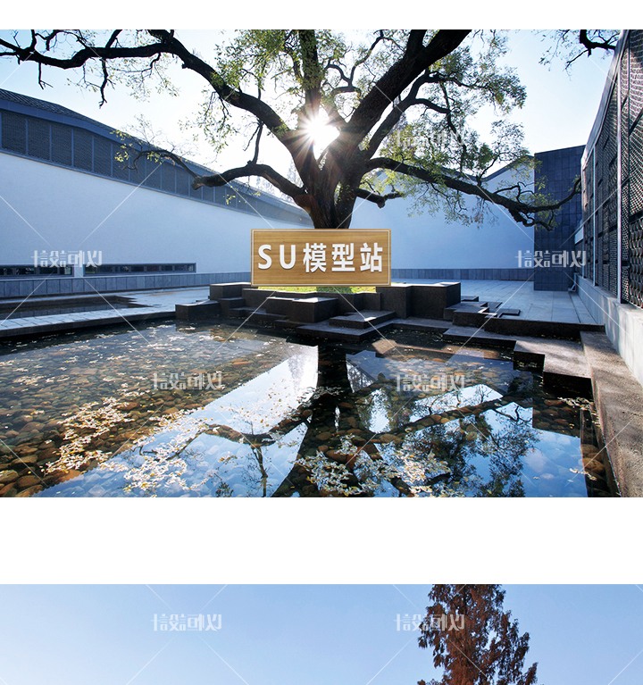 SU模型草图模型博物馆建筑方案徽派文化休闲创意馆SU模型平立面分析-景观建筑资源