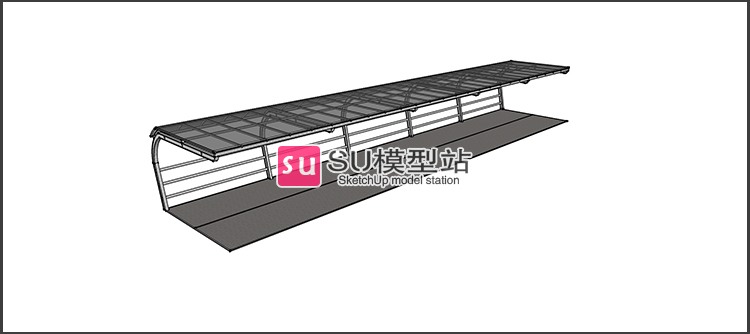 共享自行车棚架车库出入口单车小车雨棚帐篷SU草图模-景观建筑资源