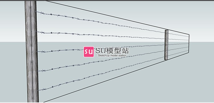 铁围栏铁栏栅铁丝网栏杆护栏球场围墙农场花园铁网SU-景观建筑资源